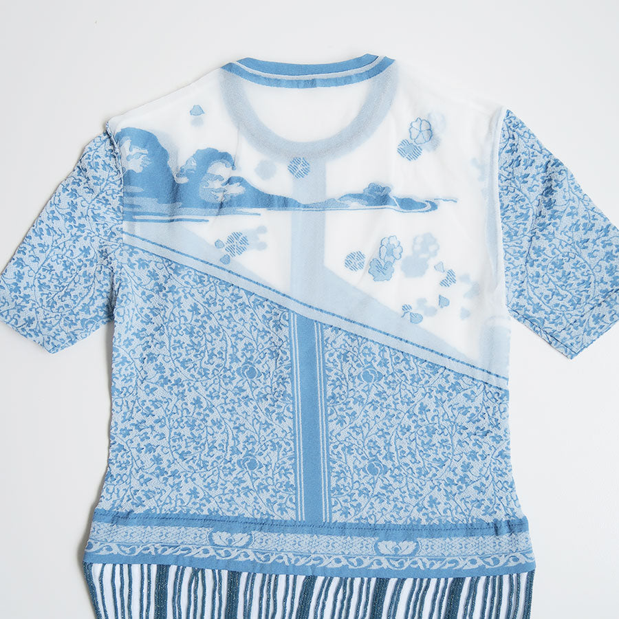 【Mame Kurogouchi/マメ】<br>Landscape Graphic Sheer Knitted Dress <br>MM24SS-KN008