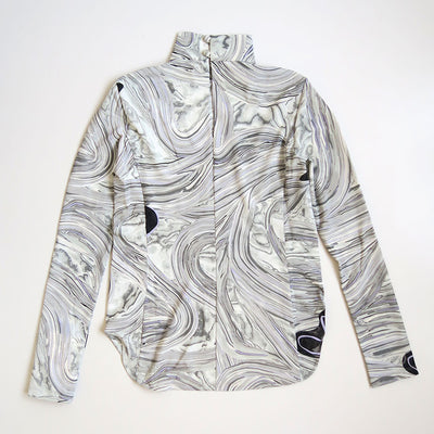 【Mame Kurogouchi/マメ】<br>Marble Print Jersey High Neck Top <br>MM25FW-JS076