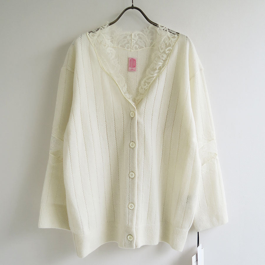 FETICO/フェティコ】OVERSIZED HAIRY LACE PANELED KNIT CARDIGAN