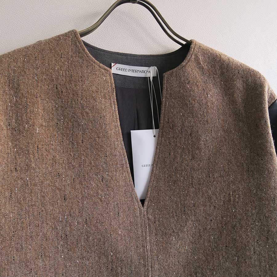 【GREED/グリード】<br>KASURI Knot Slub Tweed Long Blouse <br>6080100040