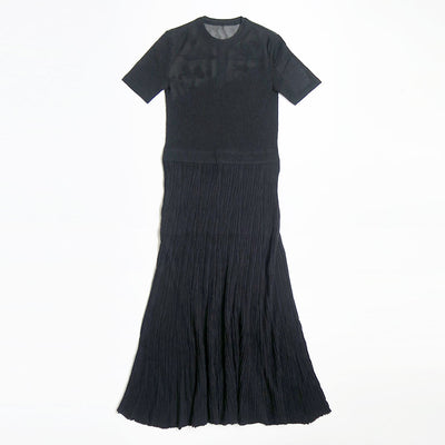 SALE 30%OFF ! <br/>【Mame Kurogouchi/マメ】<br>Landscape Graphic Sheer Knitted Dress <br>MM24SS-KN008