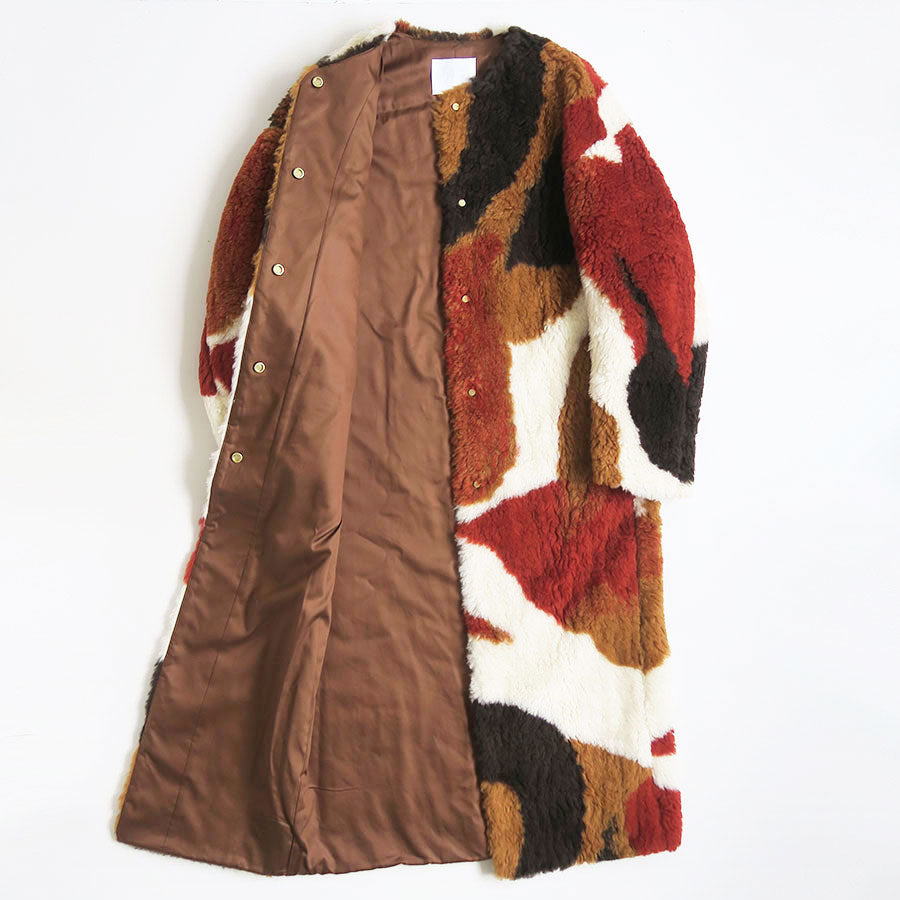 【Mame Kurogouchi/マメ】<br>Sliver Knitted Fluffy Wool I-Line Coat <br>MM23FW-CO001