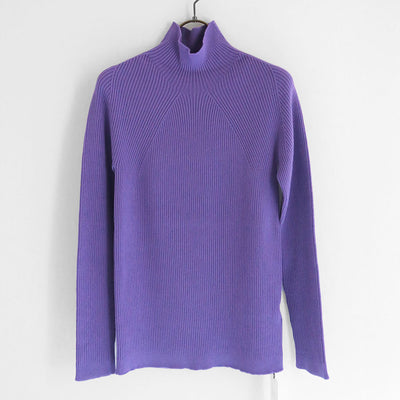 【BATONER/バトナー】<br>RIBNITURE TURTLE NECK (PURPLE) <br>BN-23FL-037