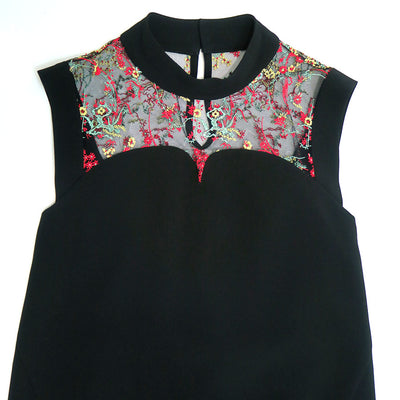 【Mame Kurogouchi/マメ】<br>Acetate Polyester Floral Lace-Collar Sleeveless Dress <br>MM24FW-DR002