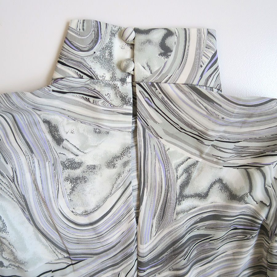 【Mame Kurogouchi/マメ】<br>Marble Print Jersey High Neck Top <br>MM25FW-JS076