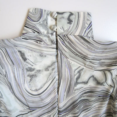 【Mame Kurogouchi/マメ】<br>Marble Print Jersey High Neck Top <br>MM25FW-JS076