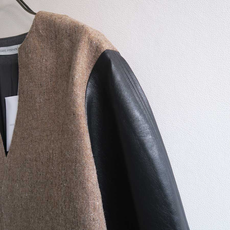 【GREED/グリード】<br>KASURI Knot Slub Tweed Long Blouse <br>6080100040