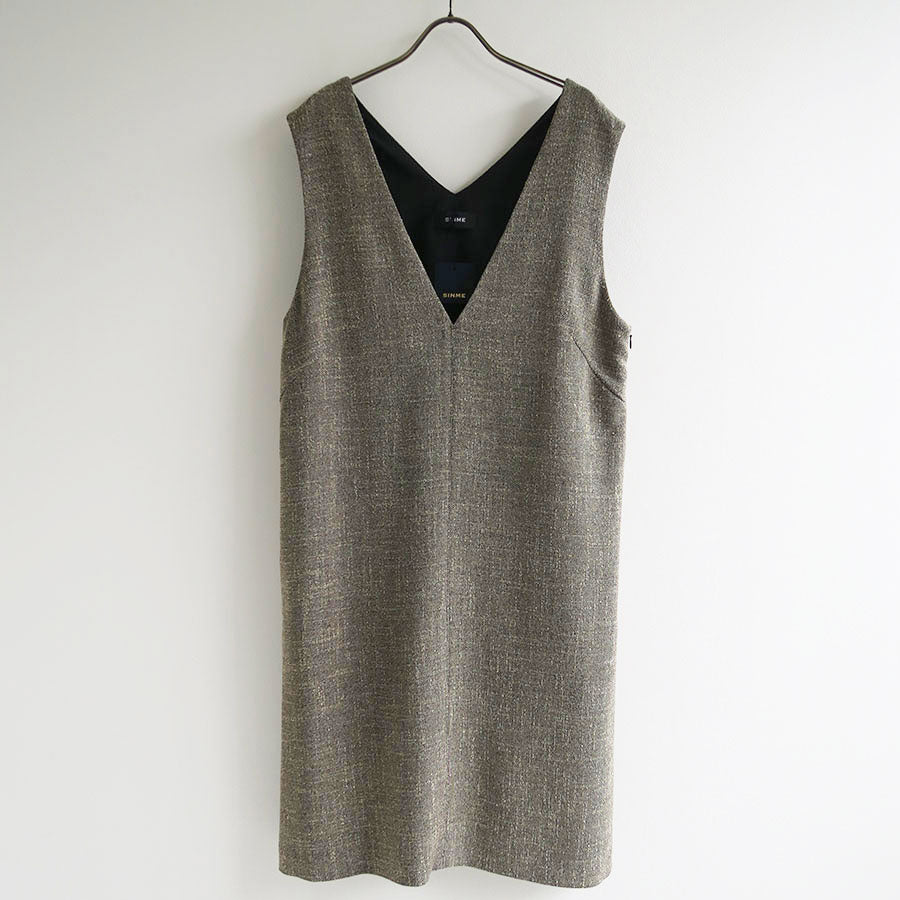 【SINME/シンメ】<br>ツィードVネックワンピース <br>S23AW-15