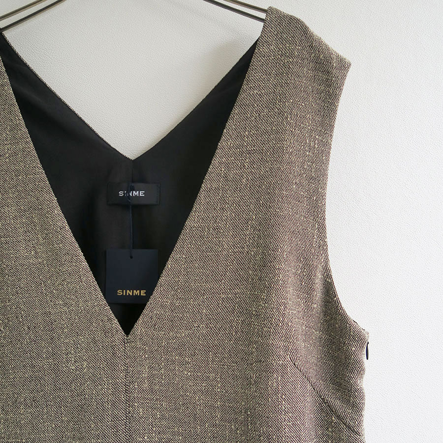 【SINME/シンメ】<br>ツィードVネックワンピース <br>S23AW-15