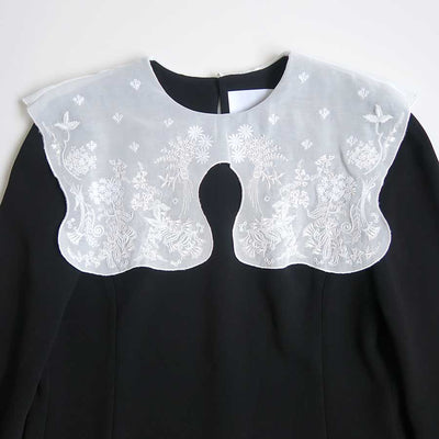 【Mame Kurogouchi/マメ】<br>Triacetate Georgette Embroidery Collar Top <br>MM25FW-SH103