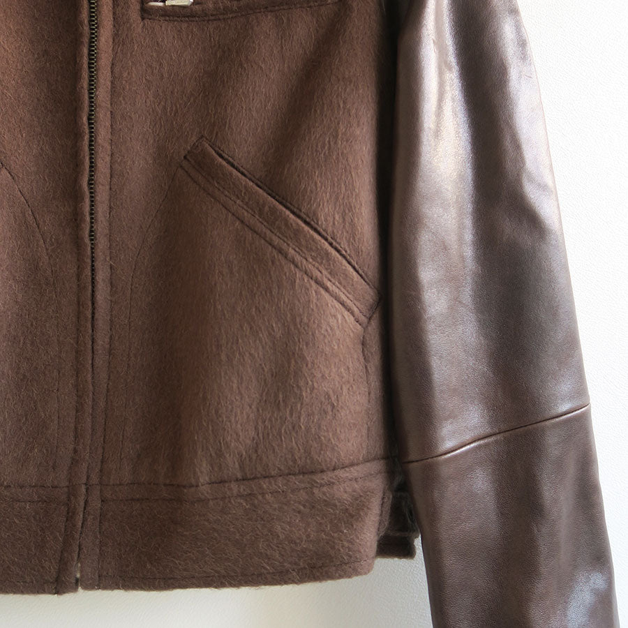 【10/3からポイント10%還元】<br>【AURALEE/オーラリー】<br>BABY CAMEL FLANNEL CROPPED ZIP BLOUSON <br>A25AB09BF