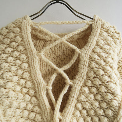 【ERIKOKATORI/エリコカトリ】<br>lace up hand knit <br>EK7-5-2