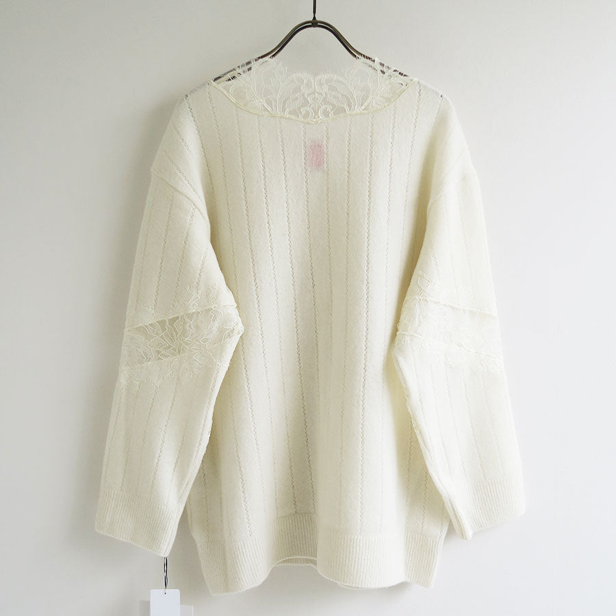 FETICO/フェティコ】OVERSIZED HAIRY LACE PANELED KNIT CARDIGAN