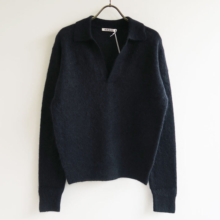 AURALEE/オーラリー】BABY SURI ALPACA SHEER KNIT SKIPPER POLO