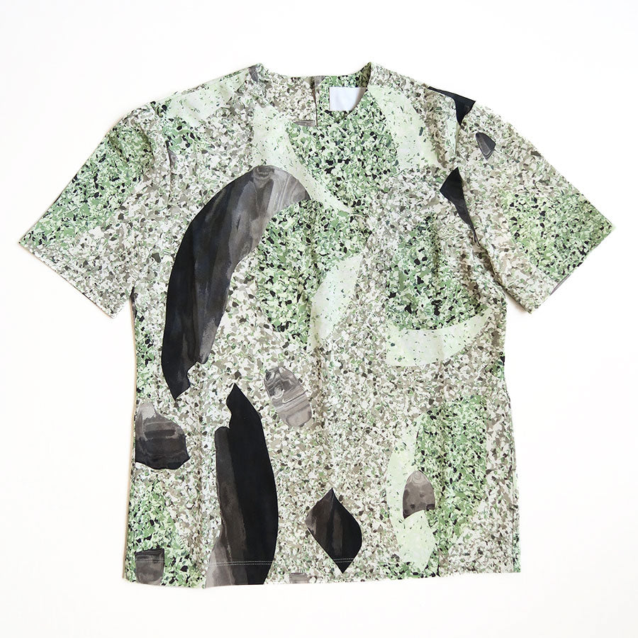 【Mame Kurogouchi/マメ】<br>Marble Print Jersey Short Sleeve Top <br>MM25FW-JS077