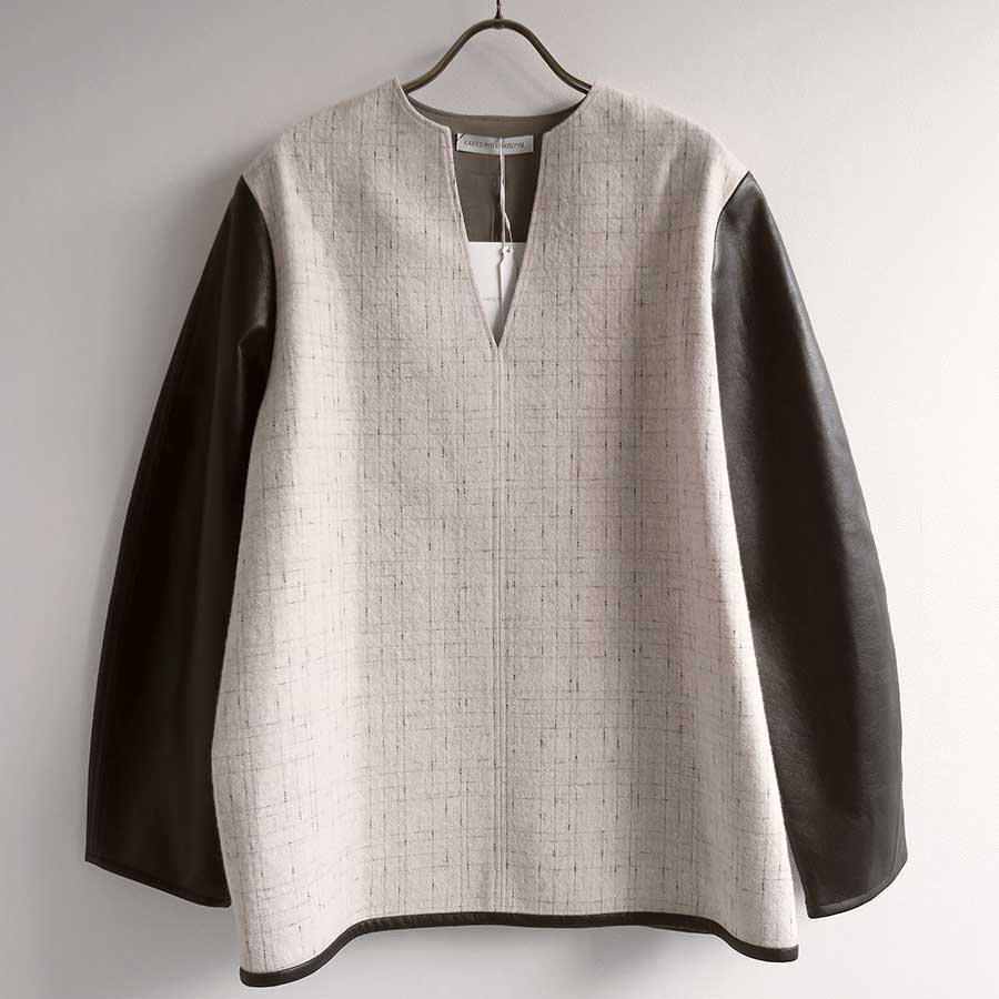 【GREED/グリード】<br>KASURI Knot Slub Tweed Long Blouse <br>6080100040