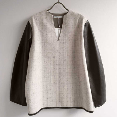 【GREED/グリード】<br>KASURI Knot Slub Tweed Long Blouse <br>6080100040