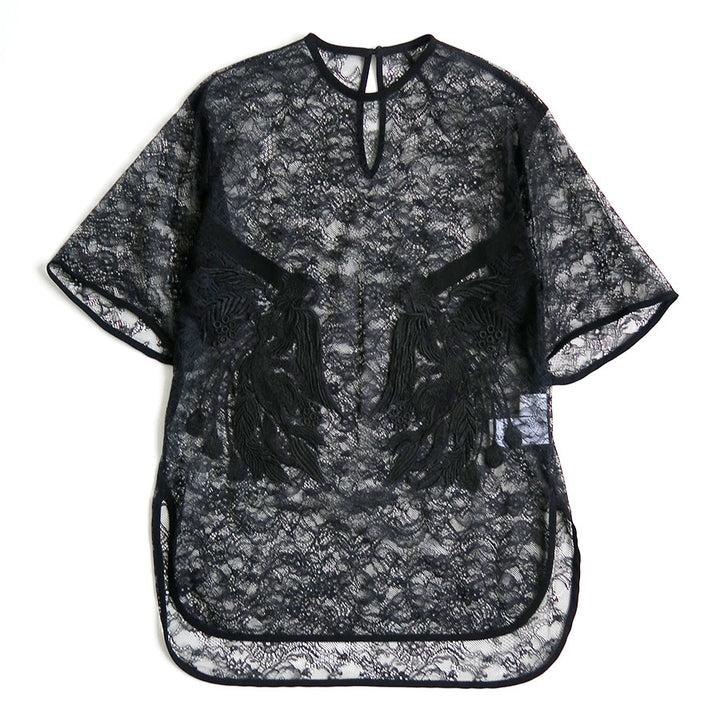 美品！mamekurogouchi レーストップス　サイズ1 黒 Mame Kurogouchi/マメ】Raschel Lace Embroidered Top MM26SS-SH099の