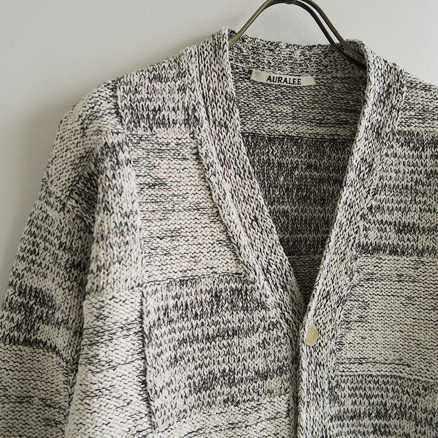 AURALEE/オーラリー】STRUCTURED COTTON LINEN PANEL KNIT CARDIGAN