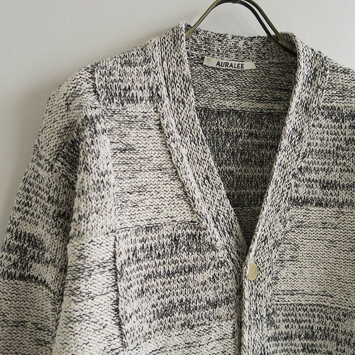 AURALEE/オーラリー】STRUCTURED COTTON LINEN PANEL KNIT CARDIGAN