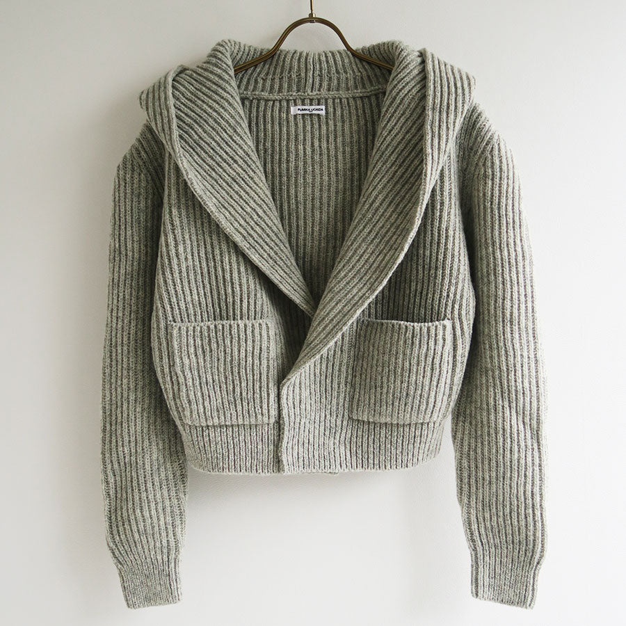 【FUMIKA UCHIDA/フミカウチダ】 <br>SHETLAND RIB STITCH HOODED CARDIGAN <br>W-KT011