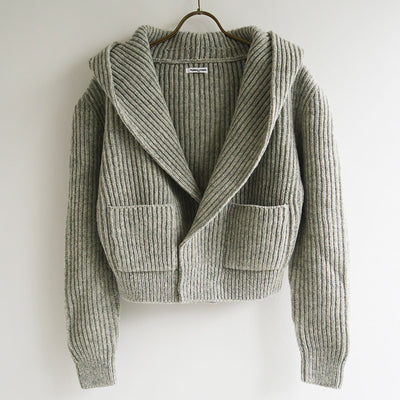 【FUMIKA UCHIDA/フミカウチダ】 <br>SHETLAND RIB STITCH HOODED CARDIGAN <br>W-KT011