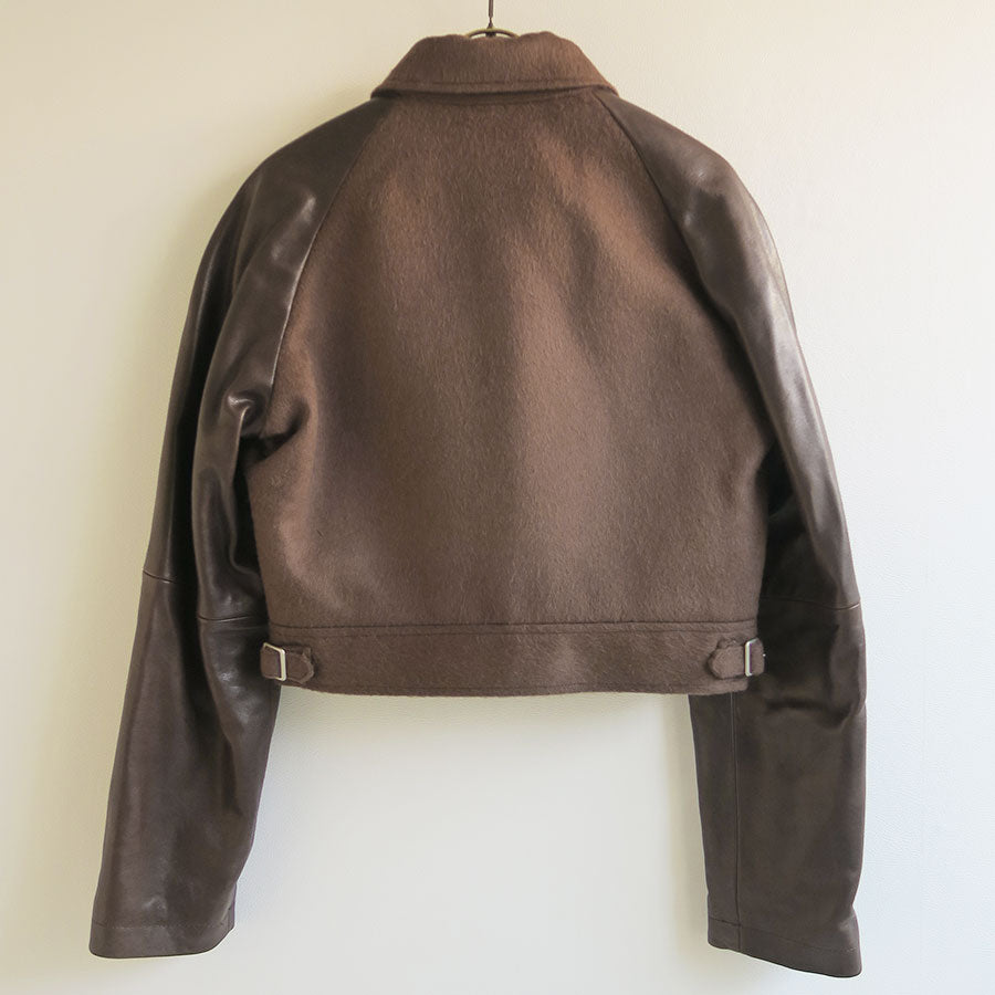 【10/3からポイント10%還元】<br>【AURALEE/オーラリー】<br>BABY CAMEL FLANNEL CROPPED ZIP BLOUSON <br>A25AB09BF