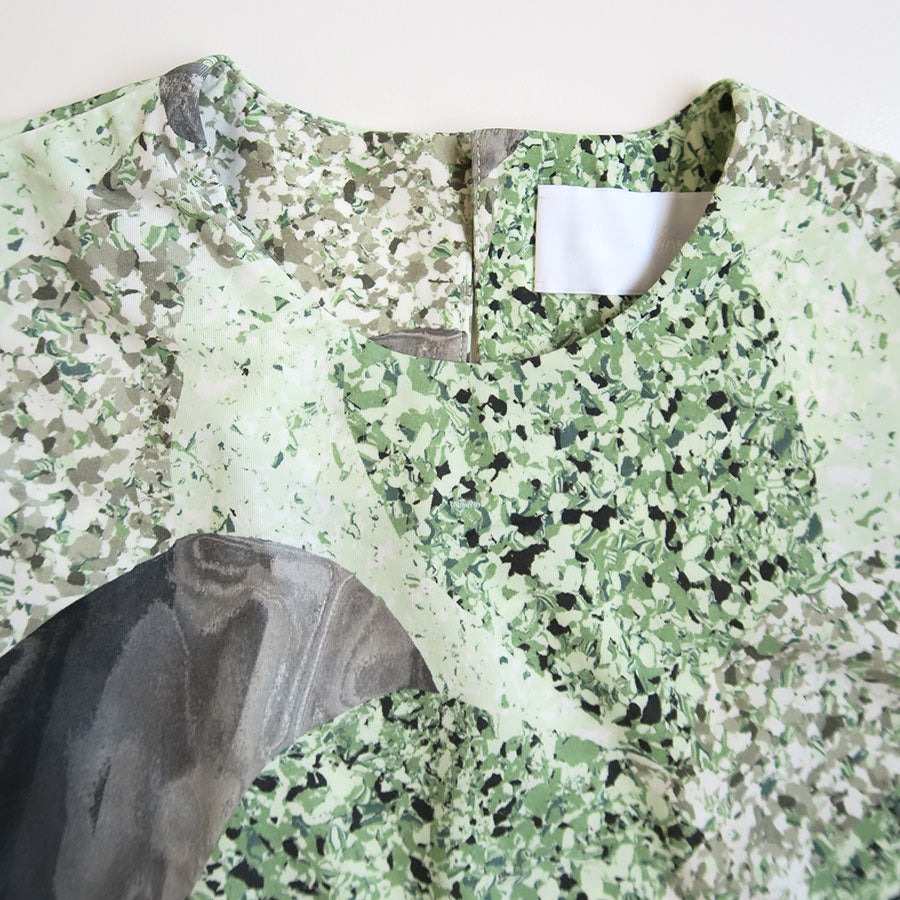 【Mame Kurogouchi/マメ】<br>Marble Print Jersey Short Sleeve Top <br>MM25FW-JS077