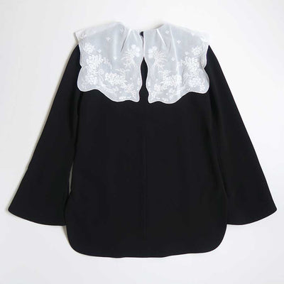 【Mame Kurogouchi/マメ】<br>Triacetate Georgette Embroidery Collar Top <br>MM25FW-SH103