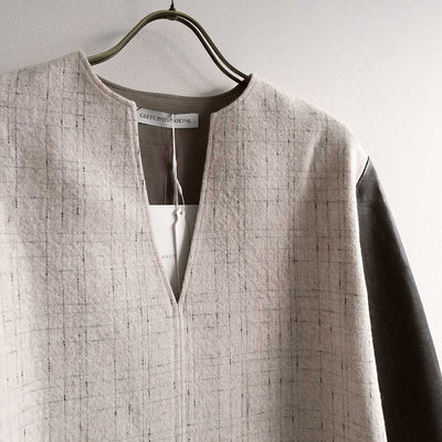 【GREED/グリード】<br>KASURI Knot Slub Tweed Long Blouse <br>6080100040