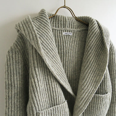 【FUMIKA UCHIDA/フミカウチダ】 <br>SHETLAND RIB STITCH HOODED CARDIGAN <br>W-KT011