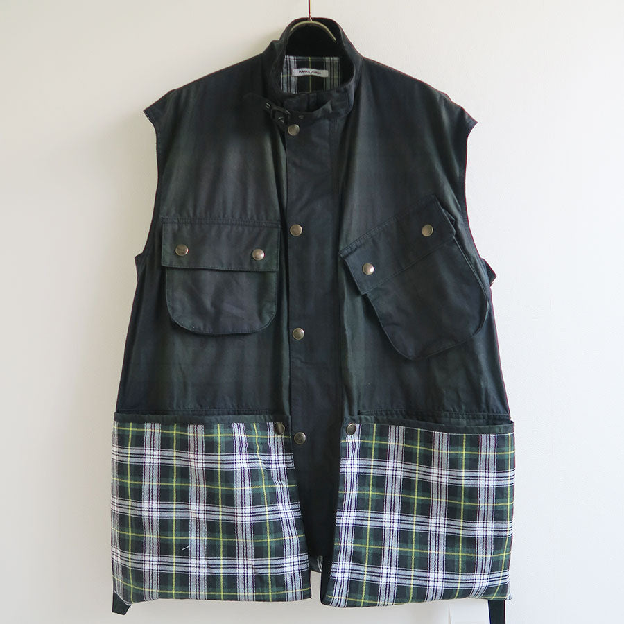 【FUMIKA UCHIDA/フミカウチダ】 <br>OILED TARTAN PLAID SLEEVELESS HUNTER COAT <br>U-OT001