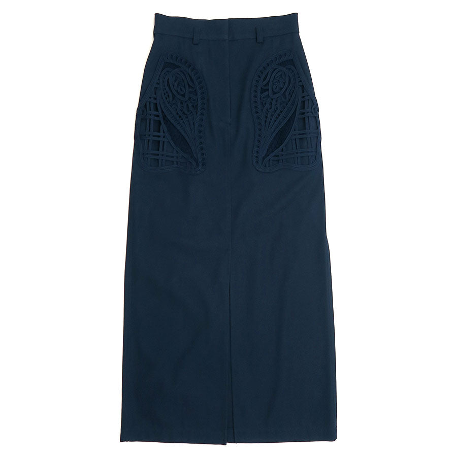 Mame Kurogouchi/マメ】Cording Embroidery Detailed I-line Skirt