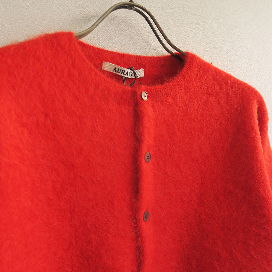 【9/19からポイント10%還元】<br>【AURALEE/オーラリー】<br>GARMENT-DYED BABY ALPACA FUR KNIT CREW-NECK CARDIGAN <br>A25AC03BA