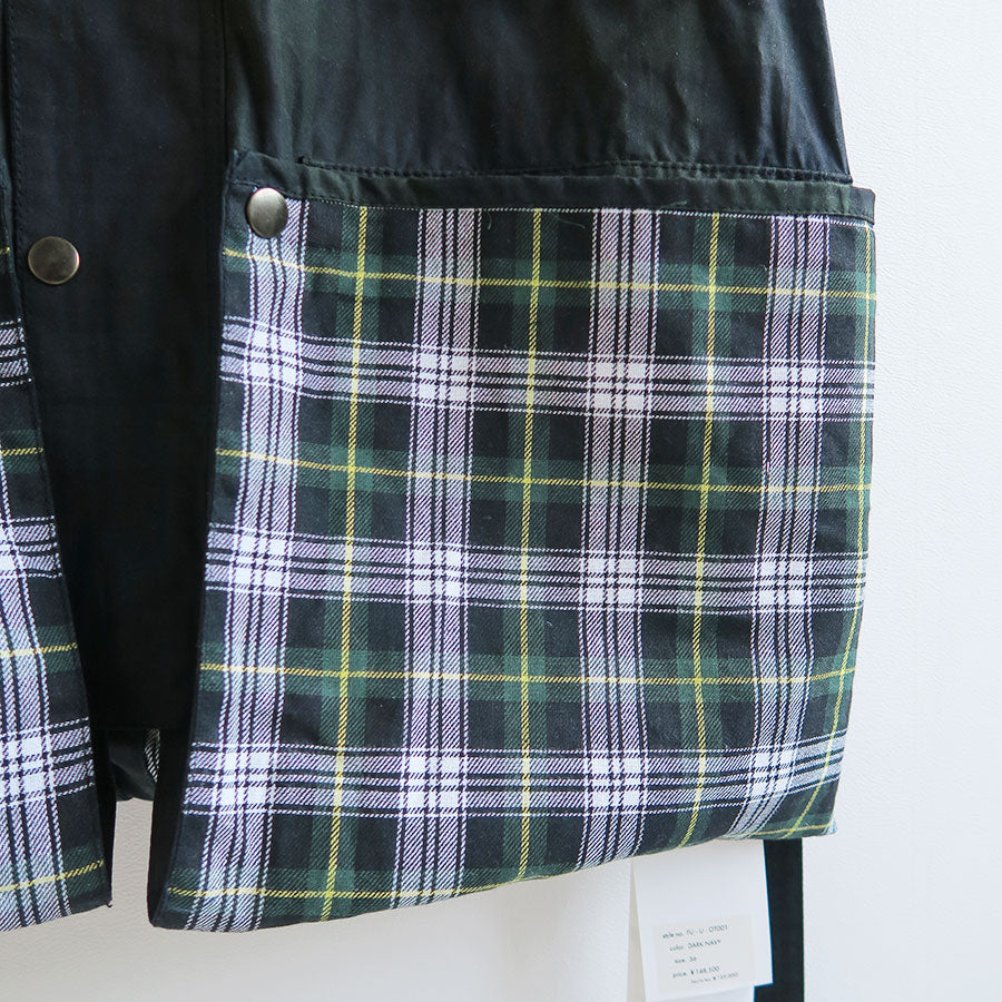 【FUMIKA UCHIDA/フミカウチダ】 <br>OILED TARTAN PLAID SLEEVELESS HUNTER COAT <br>U-OT001