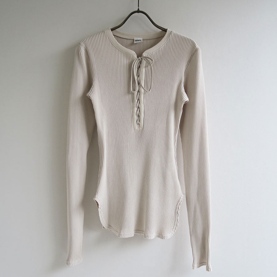 【BOWTE/バウト】<br>HIGH TWIST COTTON RIB LACE UP LONG SLV <br>232-02-0005