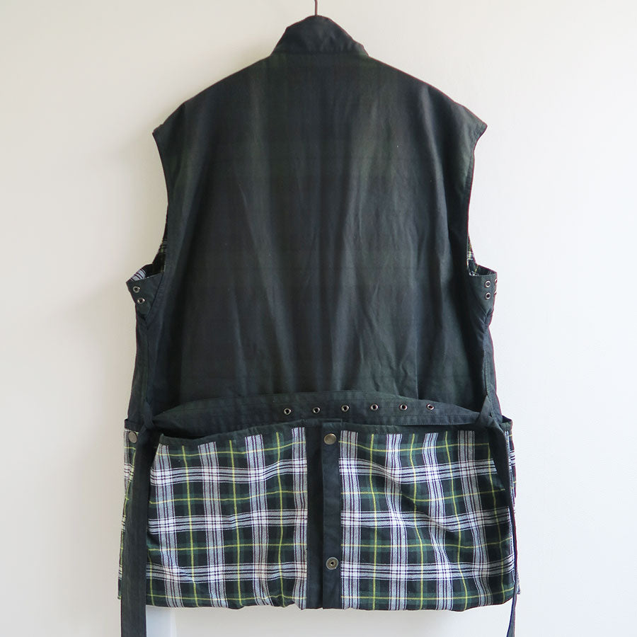 【FUMIKA UCHIDA/フミカウチダ】 <br>OILED TARTAN PLAID SLEEVELESS HUNTER COAT <br>U-OT001