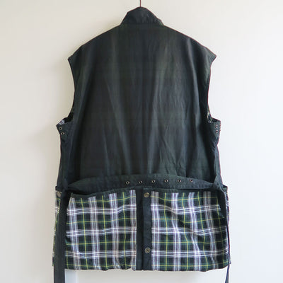 【FUMIKA UCHIDA/フミカウチダ】 <br>OILED TARTAN PLAID SLEEVELESS HUNTER COAT <br>U-OT001