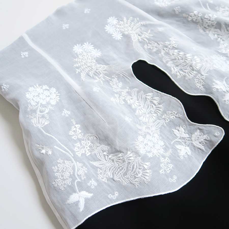 【Mame Kurogouchi/マメ】<br>Triacetate Georgette Embroidery Peplum Skirt <br>MM25FW-SK104