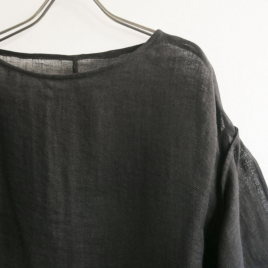 【ERIKOKATORI/エリコカトリ】<br>linen gawze T-shirts (BLACK) <br>EK8-3-2