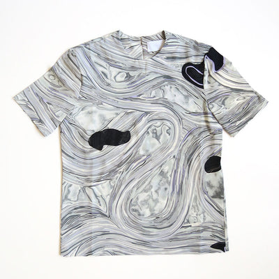 【Mame Kurogouchi/マメ】<br>Marble Print Jersey Short Sleeve Top <br>MM25FW-JS077