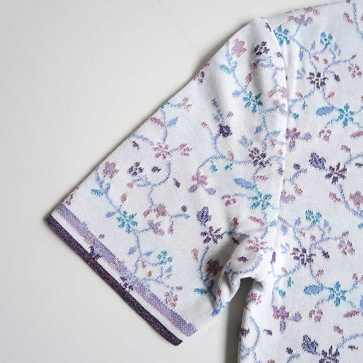 Mame Kurogouchi/マメ】Floral Motif Glitter Short Sleeve Knit Top