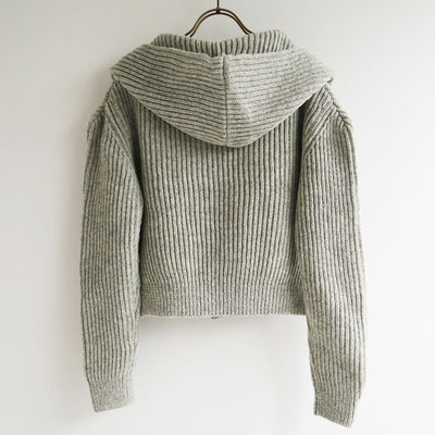【FUMIKA UCHIDA/フミカウチダ】 <br>SHETLAND RIB STITCH HOODED CARDIGAN <br>W-KT011