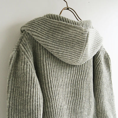 【FUMIKA UCHIDA/フミカウチダ】 <br>SHETLAND RIB STITCH HOODED CARDIGAN <br>W-KT011