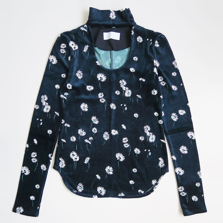 まろ Mame Kurogouchi/マメ】Velour Jersey Floral High Neck Top MM26FW