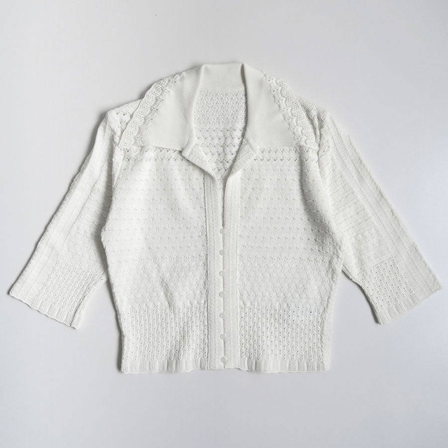 【Mame Kurogouchi/マメ】<br>Lace Knitted Top <br>MM23PF-KN728