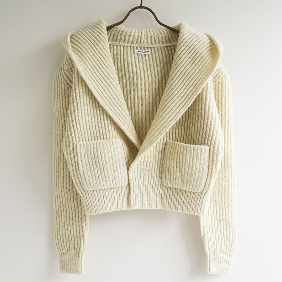 【FUMIKA UCHIDA/フミカウチダ】 <br>SHETLAND RIB STITCH HOODED CARDIGAN <br>W-KT011