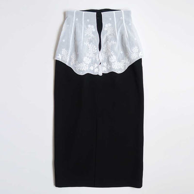 【Mame Kurogouchi/マメ】<br>Triacetate Georgette Embroidery Peplum Skirt <br>MM25FW-SK104