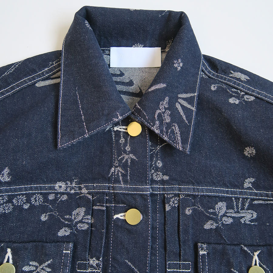 【Mame Kurogouchi/マメ】<br>Nature Pattern Jacquard Short Denim Jacket <br>MM25FW-JK088