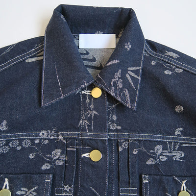 【Mame Kurogouchi/マメ】<br>Nature Pattern Jacquard Short Denim Jacket <br>MM25FW-JK088